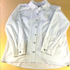 J Jill women’s tuxedo style white blouse, long sleeve button front size large